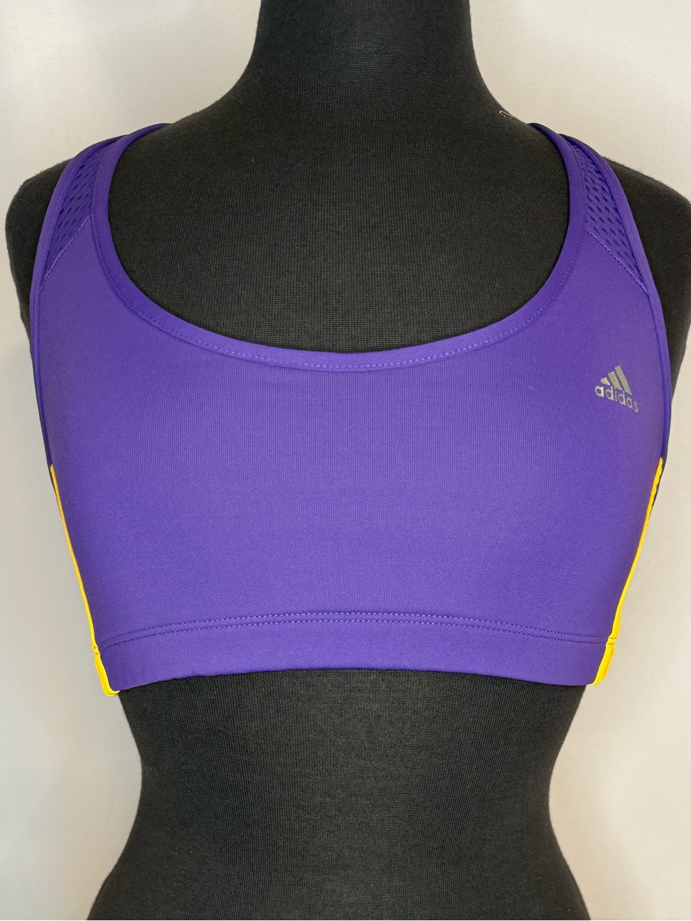 Adidas Climacool Sports Bra Medium Purple Yellow Stripe Racerback Flawed